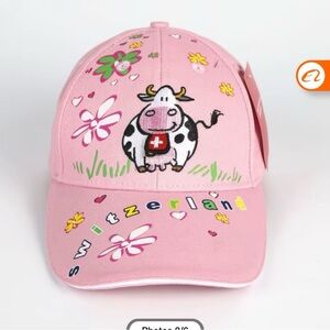 Swiss Made Pink Kids Cap with Cow Design NWT